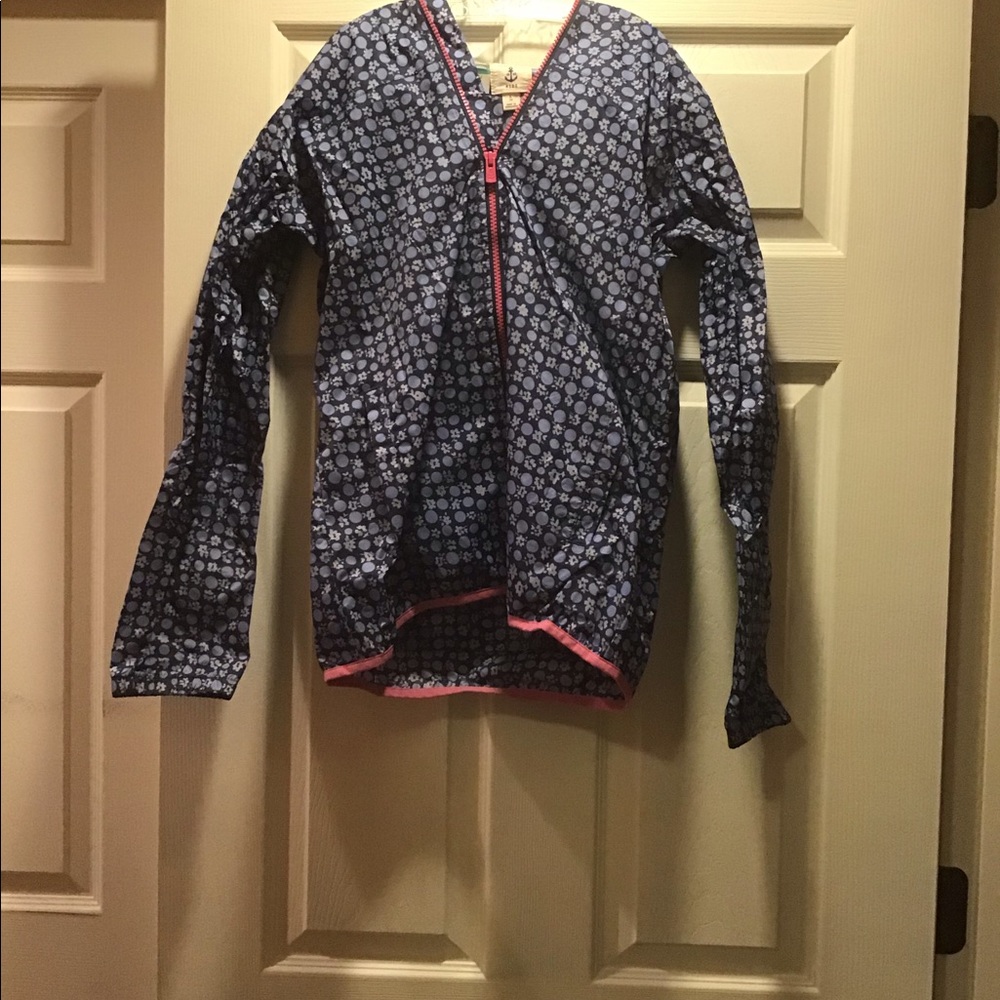 Lands’ End raincoat blue floral